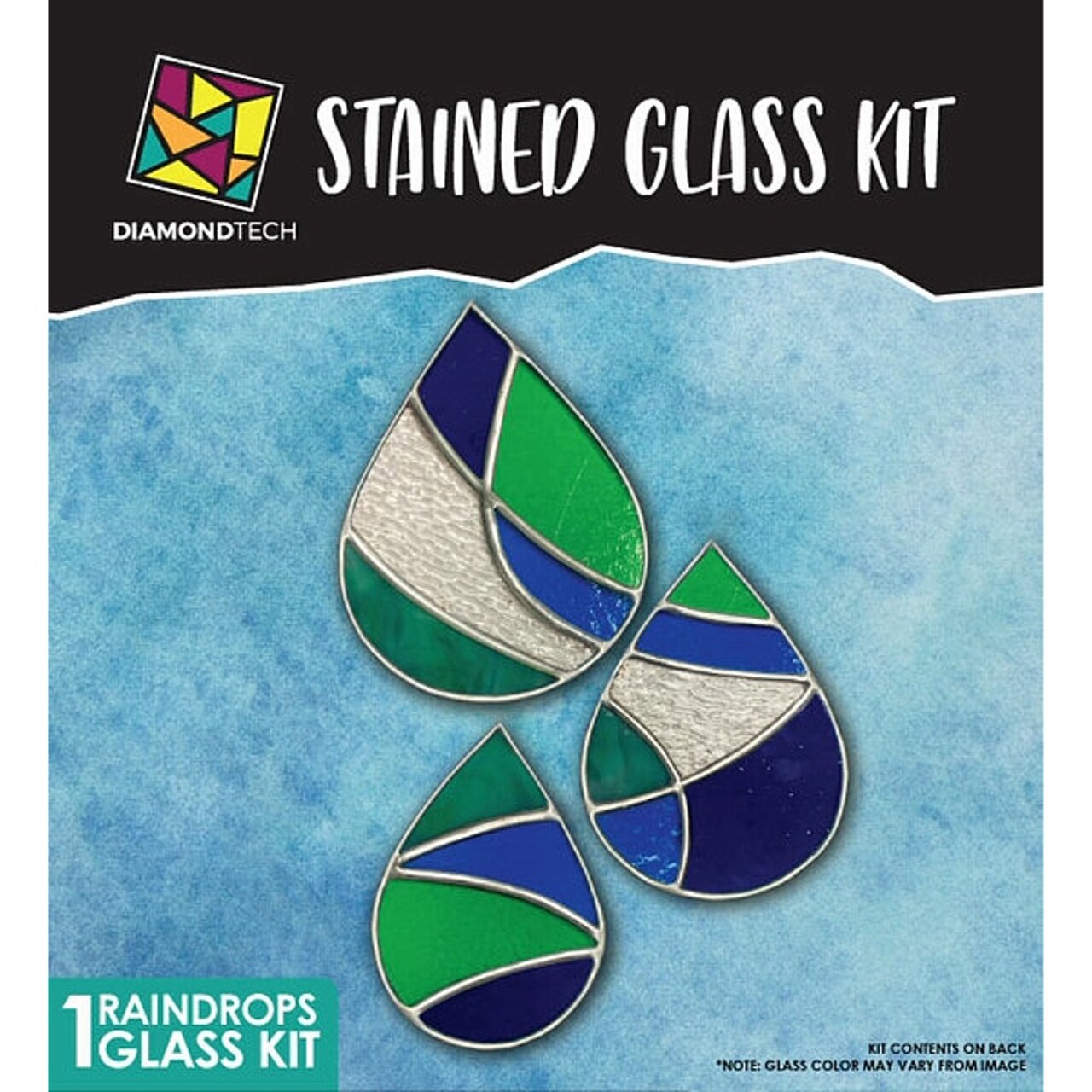 Raindrops Pre-Cut Stained Glass Kit-Make Your own Beautiful Glass Project.
